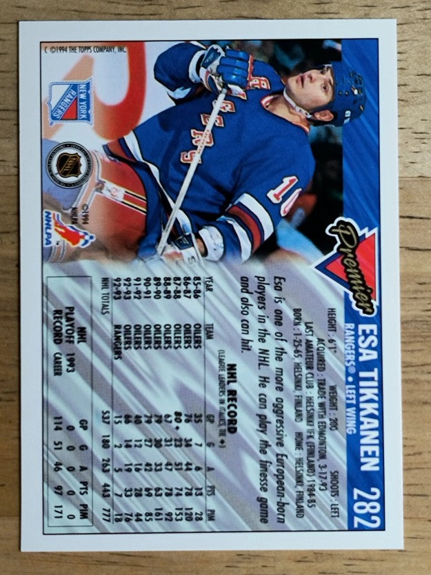 1993-94 Topps Premier Gold #282 Esa Tikkanen
