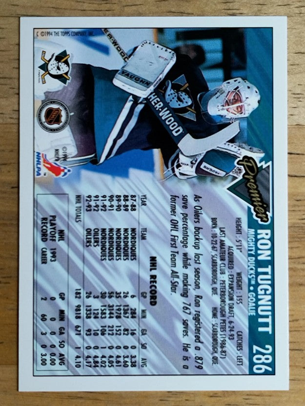 1993-94 Topps Premier Gold #286 Ron Tugnutt