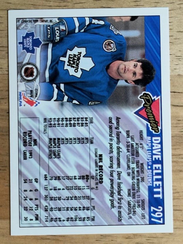 1993-94 Topps Premier Gold #297 Dave Ellett