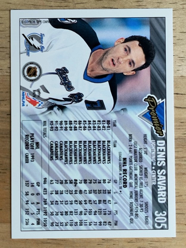 1993-94 Topps Premier Gold #305 Denis Savard