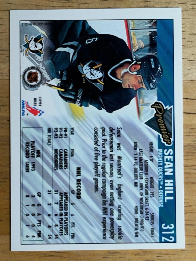 1993-94 Topps Premier Gold #312 Sean Hill