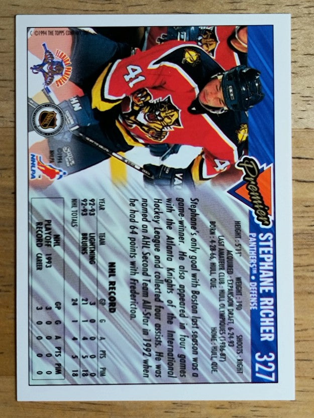 1993-94 Topps Premier Gold #327 Stephane Richer