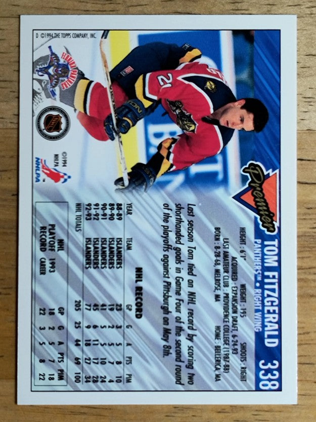 1993-94 Topps Premier Gold #338 Tom Fitzgerald