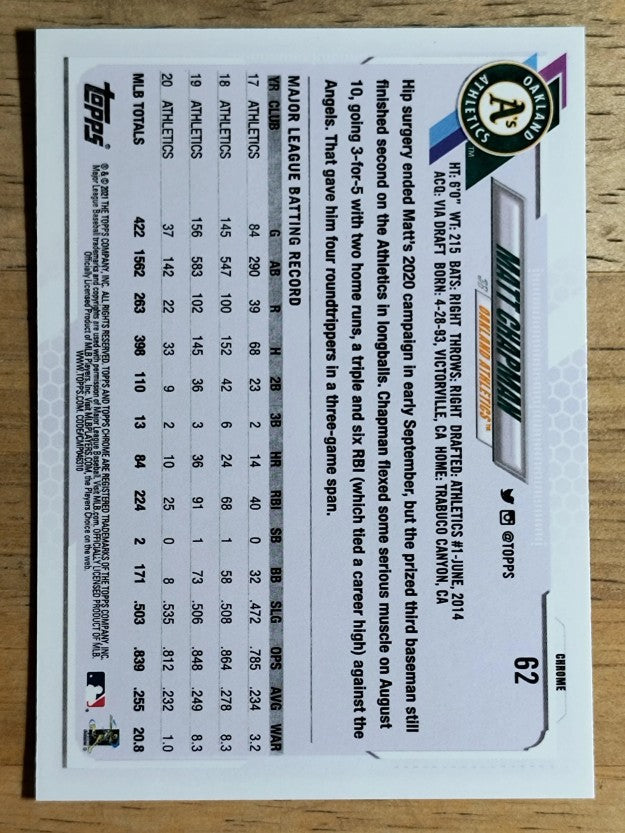 2021 Topps Chrome #62 Matt Chapman