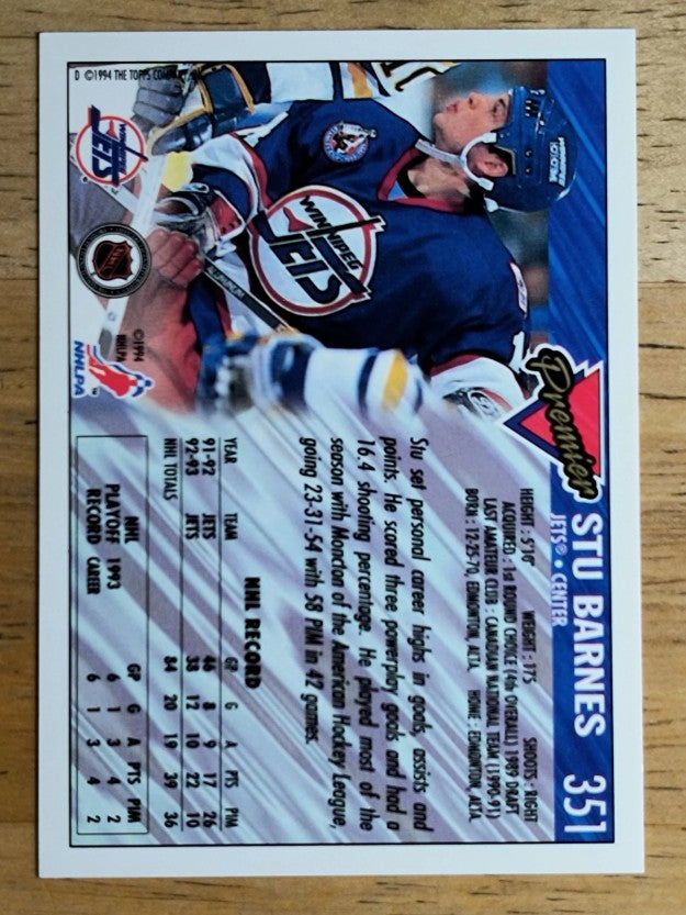1993-94 Topps Premier Gold #351 Stu Barnes