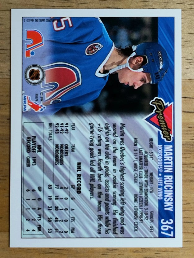 1993-94 Topps Premier Gold #367 Martin Rucinsky