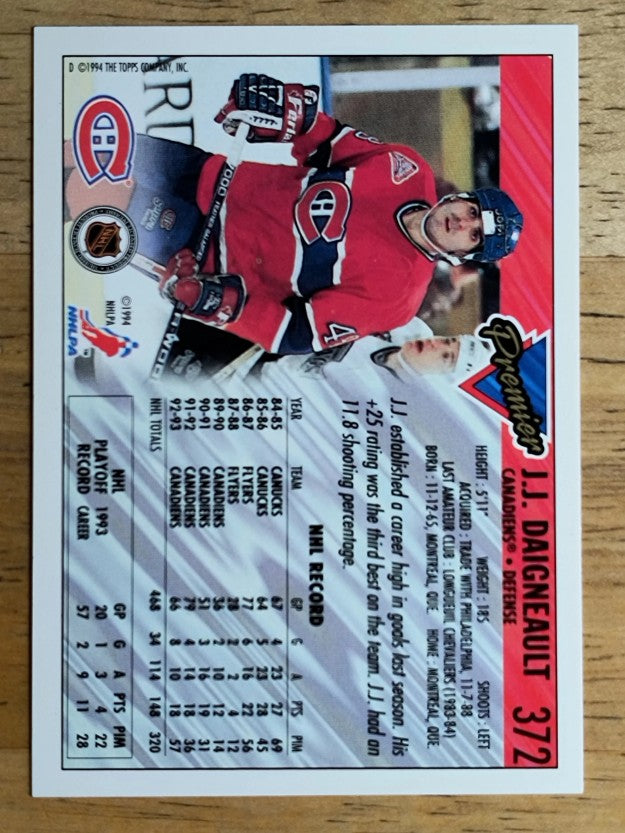 1993-94 Topps Premier Gold #372 J.J. Daigneault