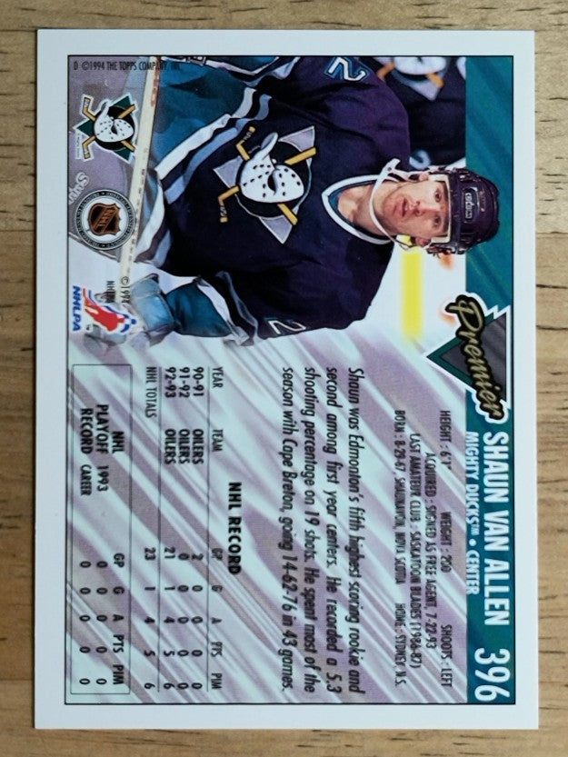 1993-94 Topps Premier Gold #396 Shaun Van Allen