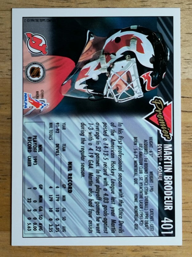 1993-94 Topps Premier Gold #401 Martin Brodeur