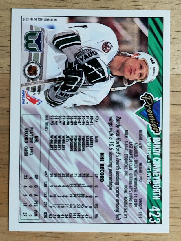 1993-94 Topps Premier Gold #423 Randy Cunneyworth