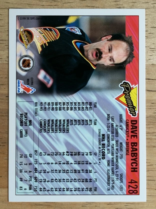 1993-94 Topps Premier Gold #428 Dave Babych