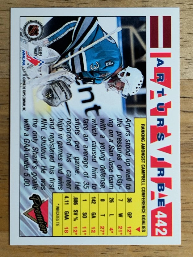 1993-94 Topps Premier Gold #442 Arturs Irbe LAT