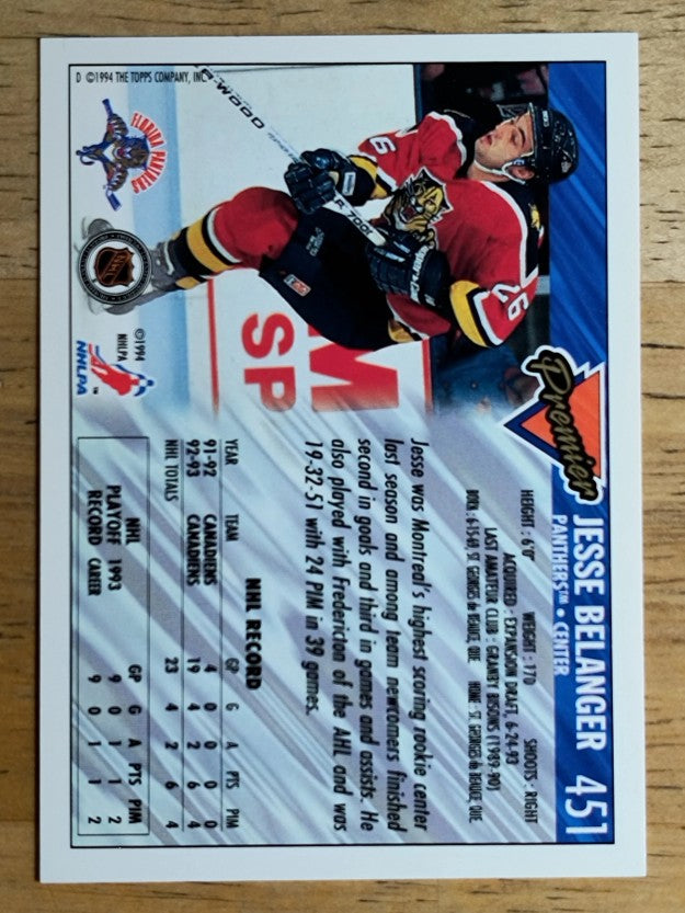 1993-94 Topps Premier Gold #451 Jesse Belanger