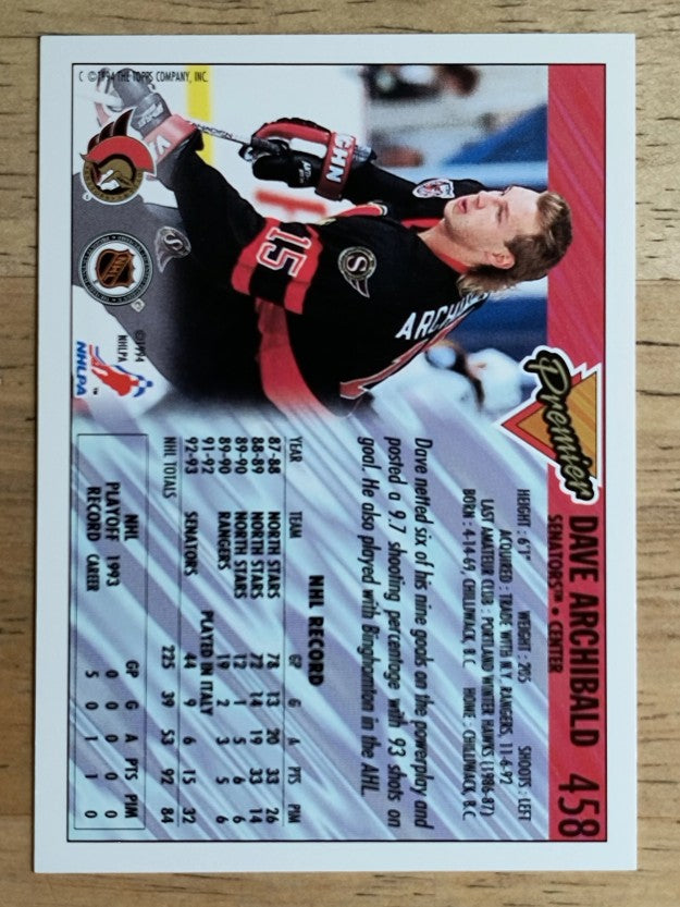 1993-94 Topps Premier Gold #458 Dave Archibald