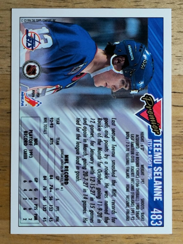 1993-94 Topps Premier Gold #483 Teemu Selanne