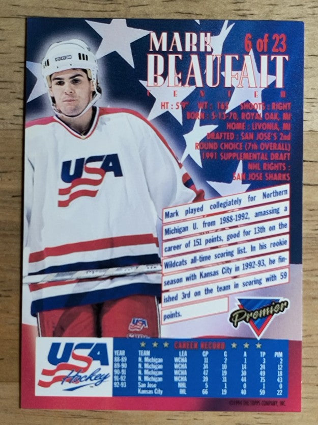 1993-94 Topps Premier Team USA #6 Mark Beaufait