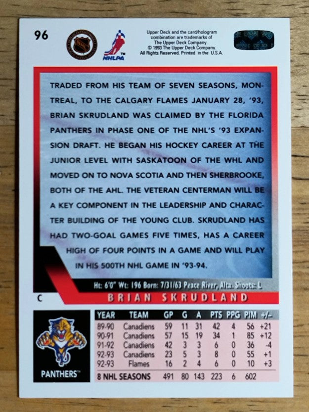 1993-94 Upper Deck #96 Brian Skrudland