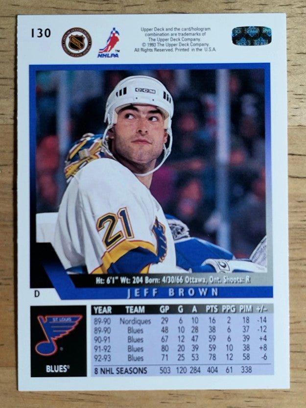 1993-94 Upper Deck #130 Jeff Brown