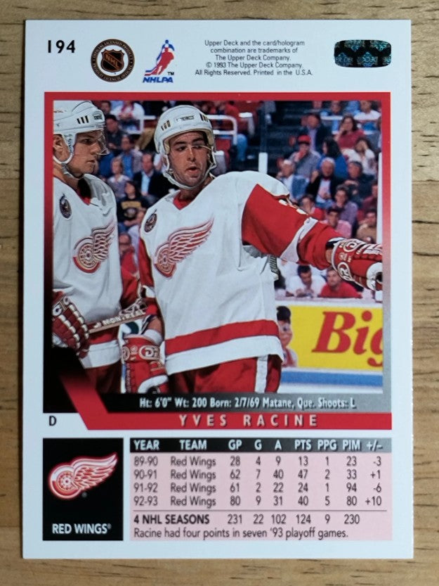 1993-94 Upper Deck #194 Yves Racine