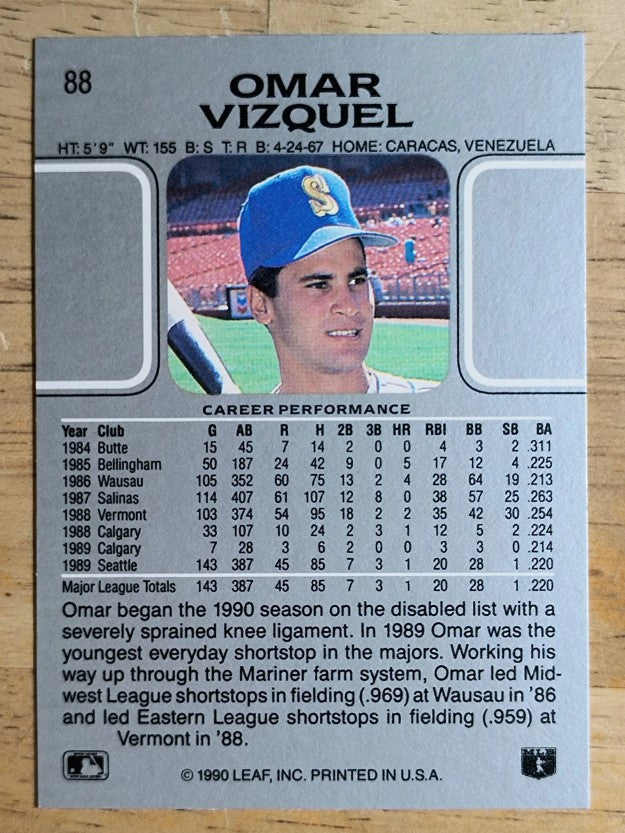 1990 Leaf #88 Omar Vizquel