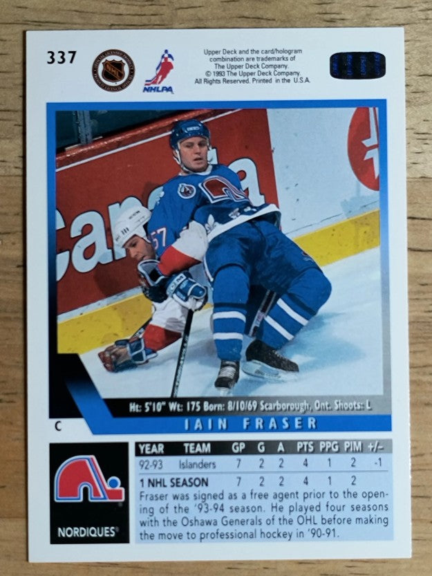 1993-94 Upper Deck #337 Iain Fraser RC