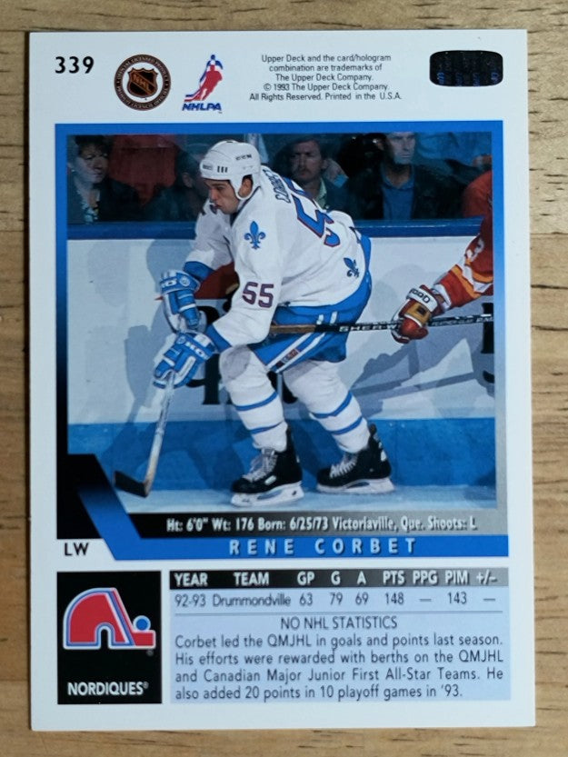 1993-94 Upper Deck #339 Rene Corbet RC