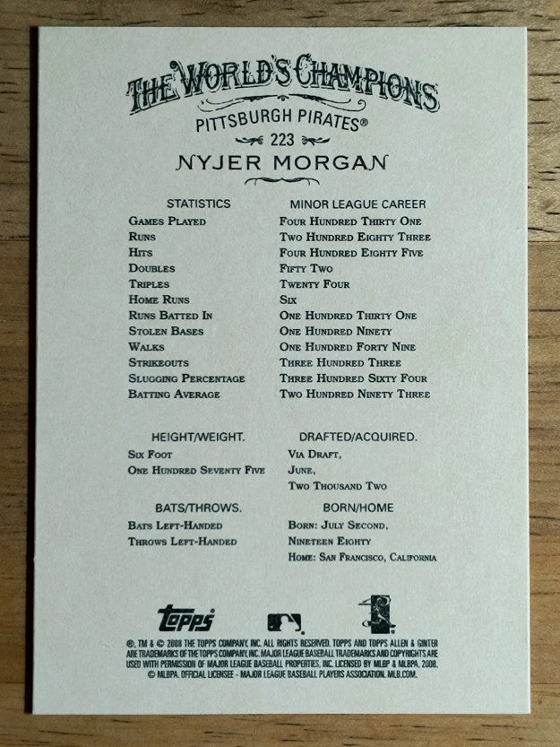 2008 Topps Allen and Ginter #223 Nyjer Morgan