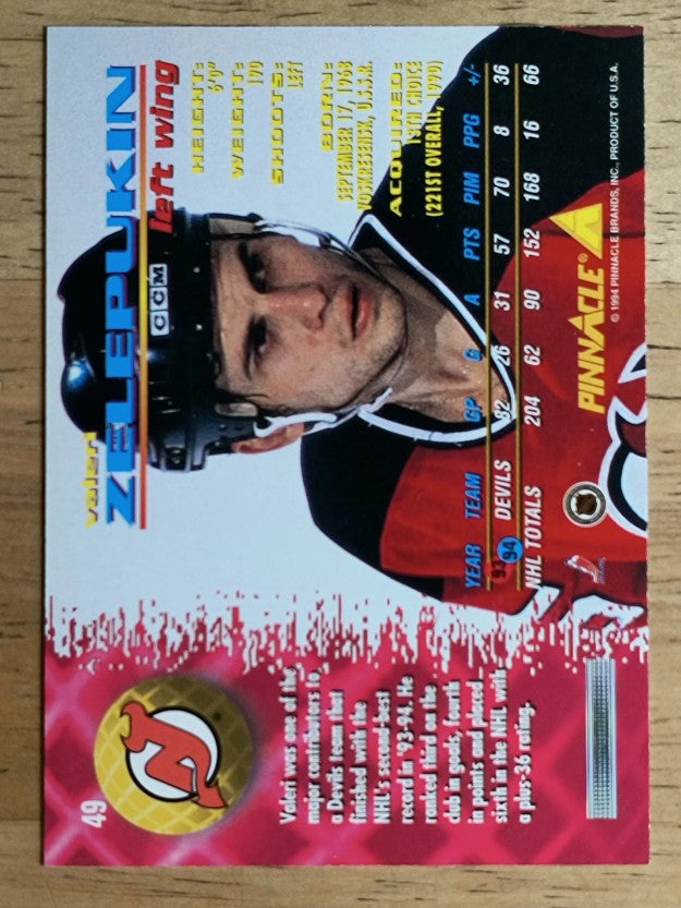 1994-95 Pinnacle #49 Valeri Zelepukin