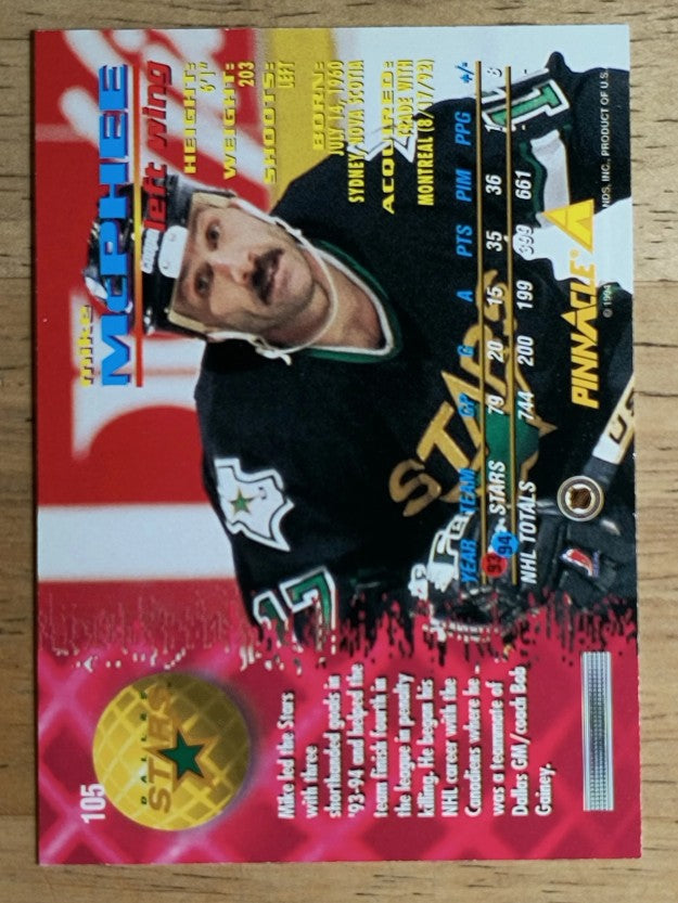 1994-95 Pinnacle #105 Mike McPhee