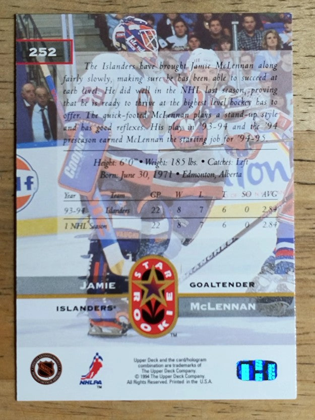 1994-95 Upper Deck #252 Jamie McLennan