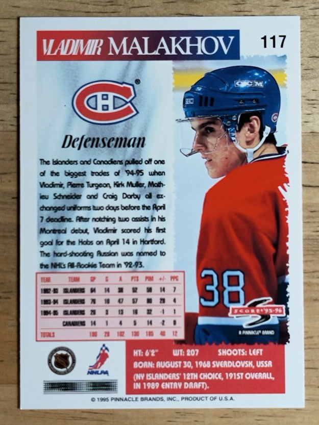 1995-96 Score #117 Vladimir Malakhov