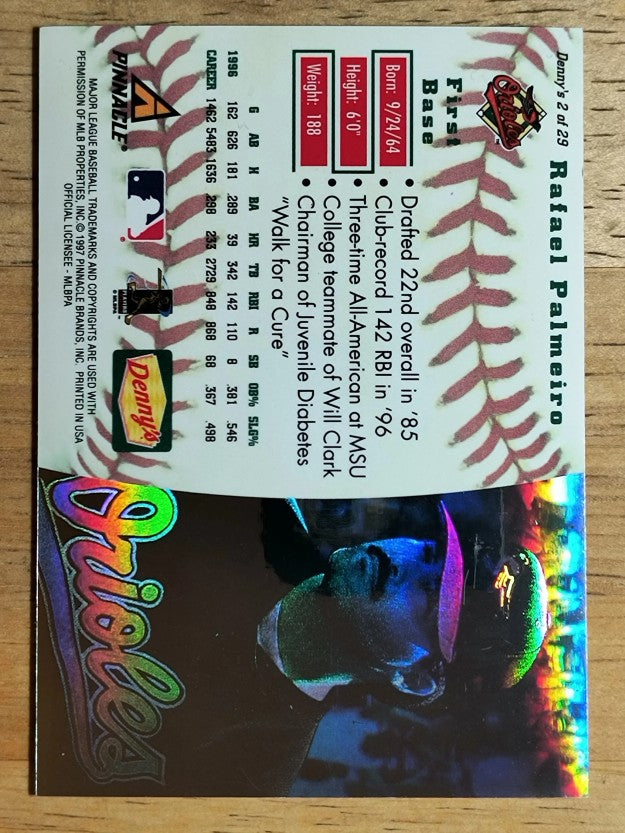 1997 Denny's Holograms #2 Rafael Palmeiro