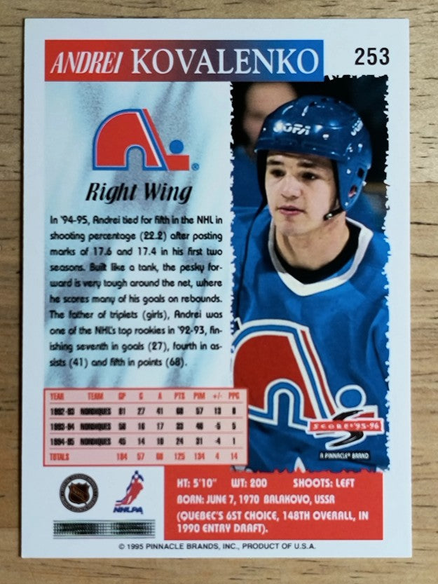 1995-96 Score #253 Andrei Kovalenko