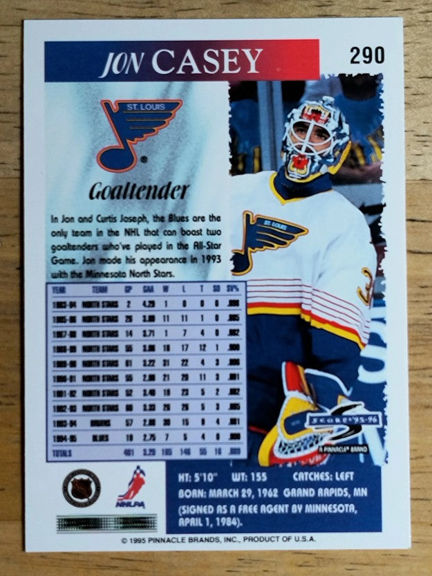 1995-96 Score #290 Jon Casey