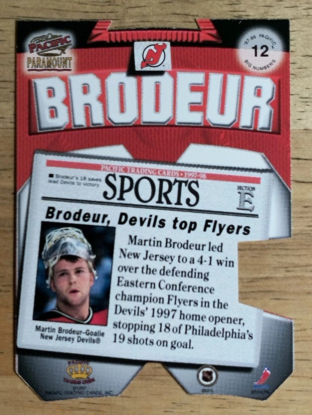1997-98 Paramount Big Numbers Die-Cuts #12 Martin Brodeur