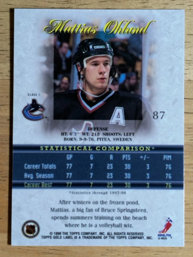 1998-99 Topps Gold Label Class 1 #87 Mattias Ohlund