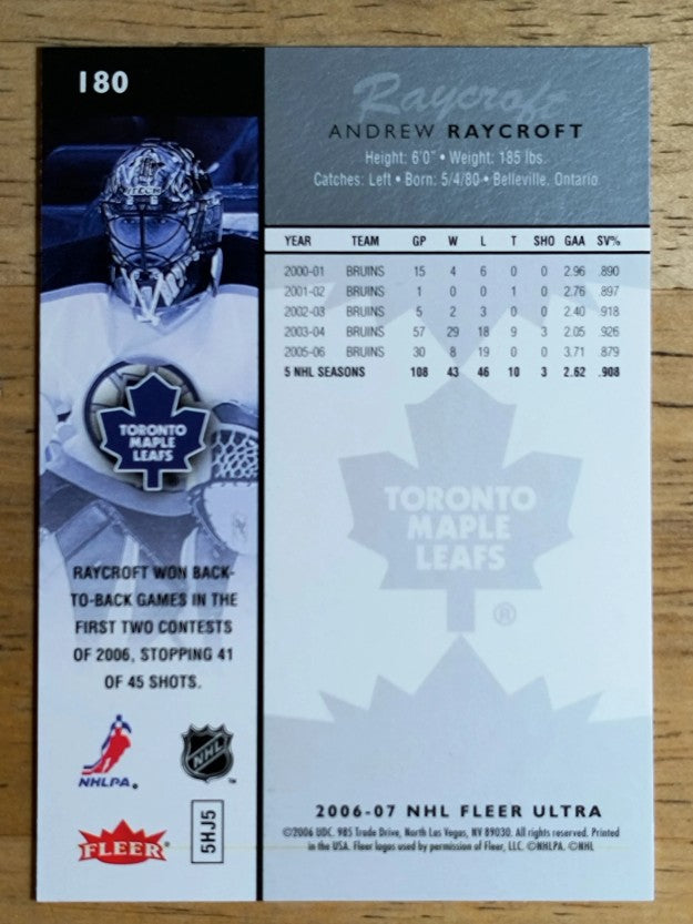 2006-07 Ultra #180 Andrew Raycroft