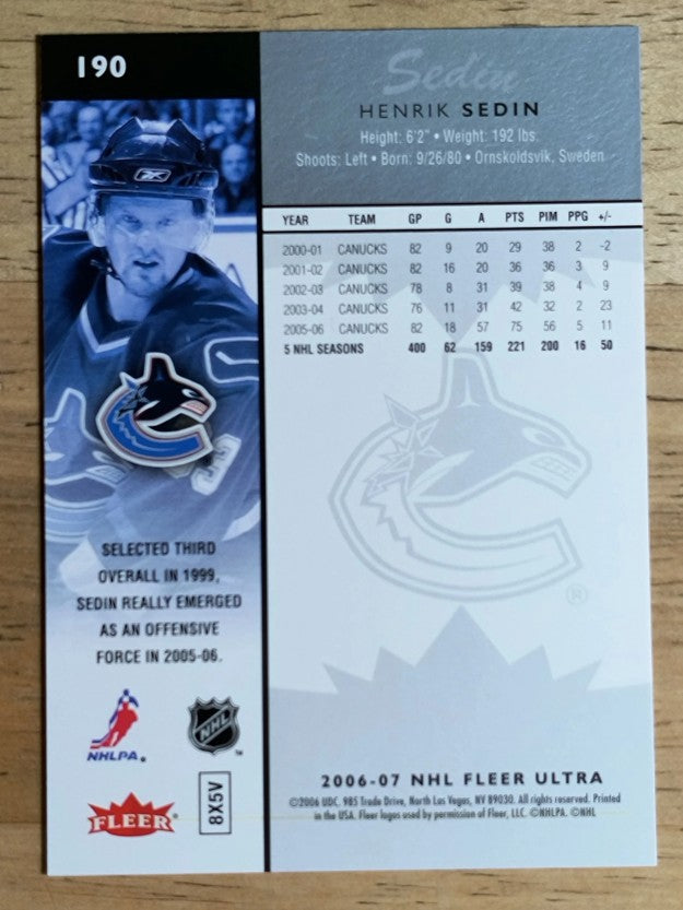 2006-07 Ultra #190 Henrik Sedin