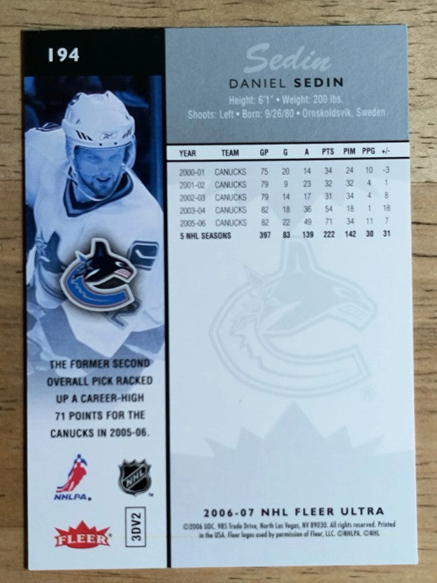 2006-07 Ultra #194 Daniel Sedin