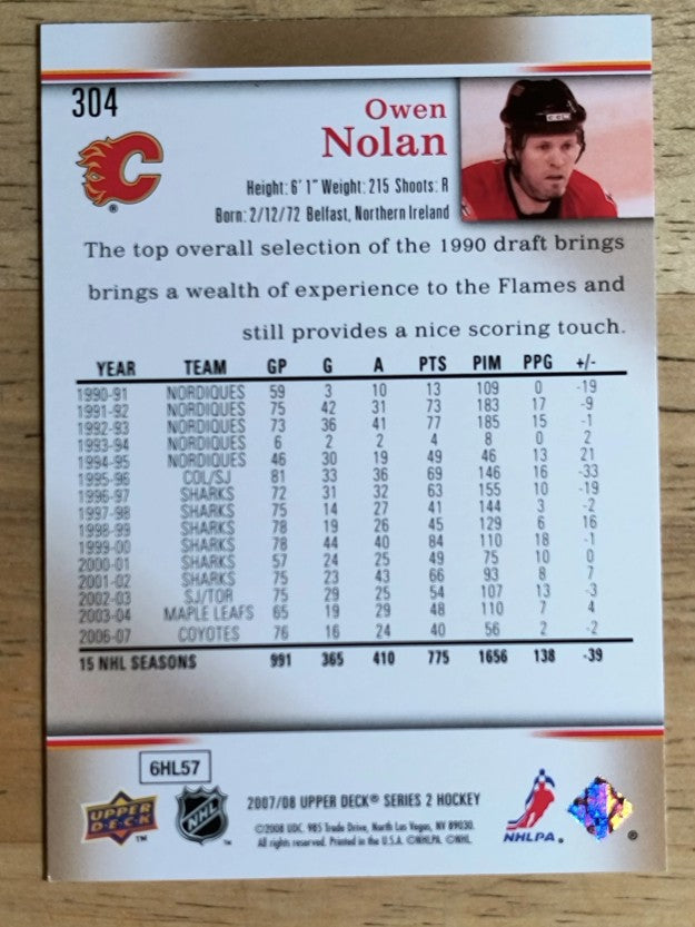 2007-08 Upper Deck #304 Owen Nolan
