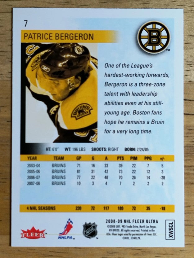 2008-09 Ultra Gold Medallion #7 Patrice Bergeron