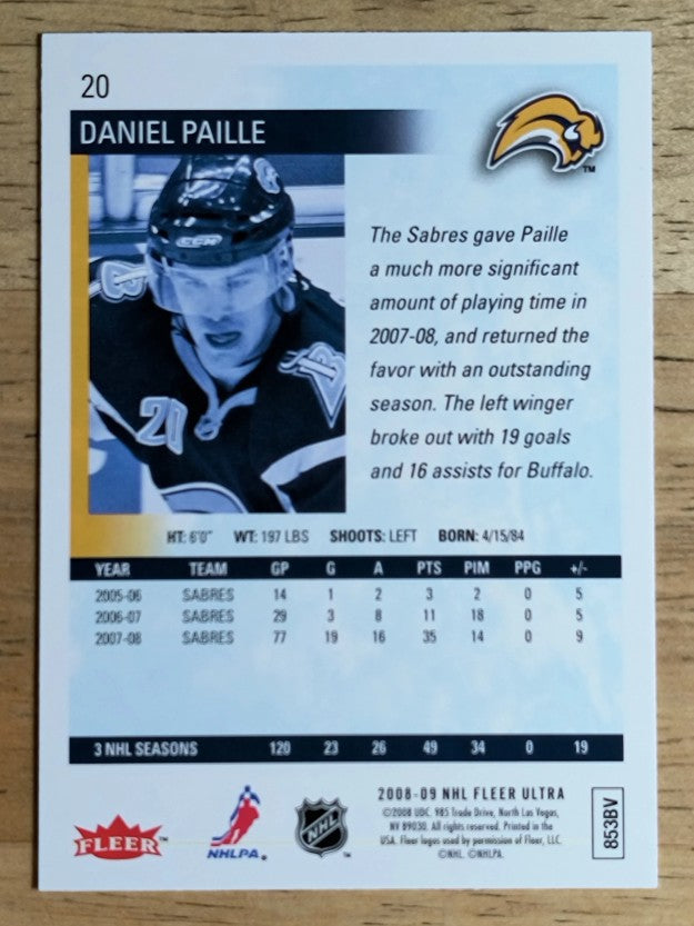 2008-09 Ultra Gold Medallion #20 Daniel Paille