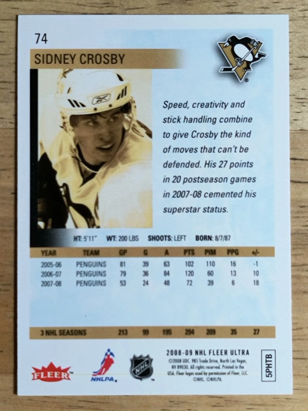 2008-09 Ultra Gold Medallion #74 Sidney Crosby