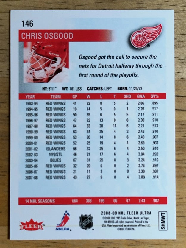 2008-09 Ultra Gold Medallion #146 Chris Osgood