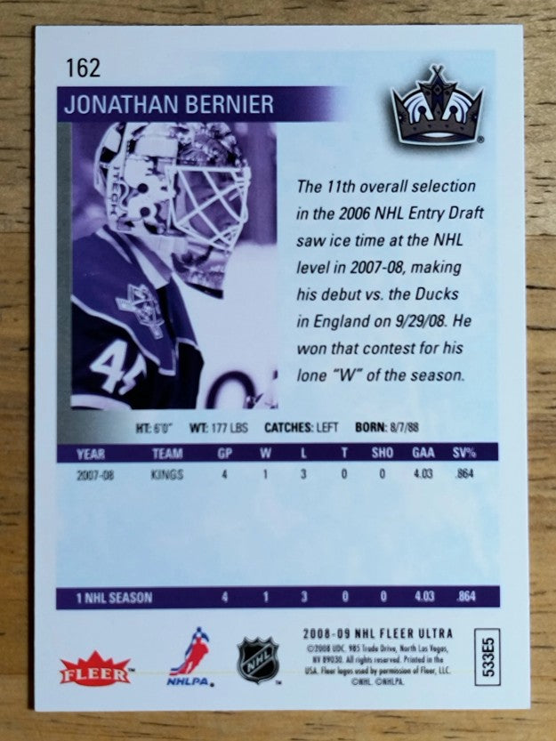 2008-09 Ultra Gold Medallion #162 Jonathan Bernier
