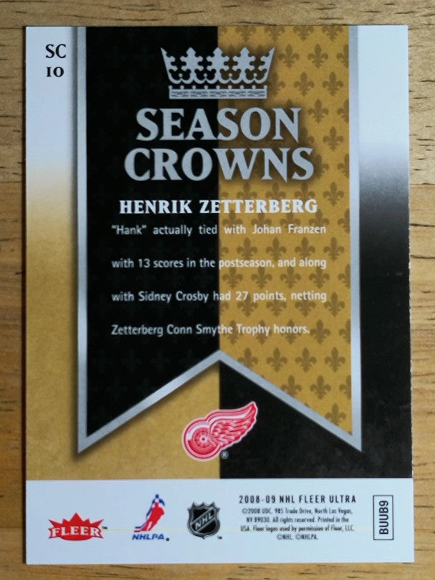 2008-09 Ultra Season Crowns #SC10 Henrik Zetterberg