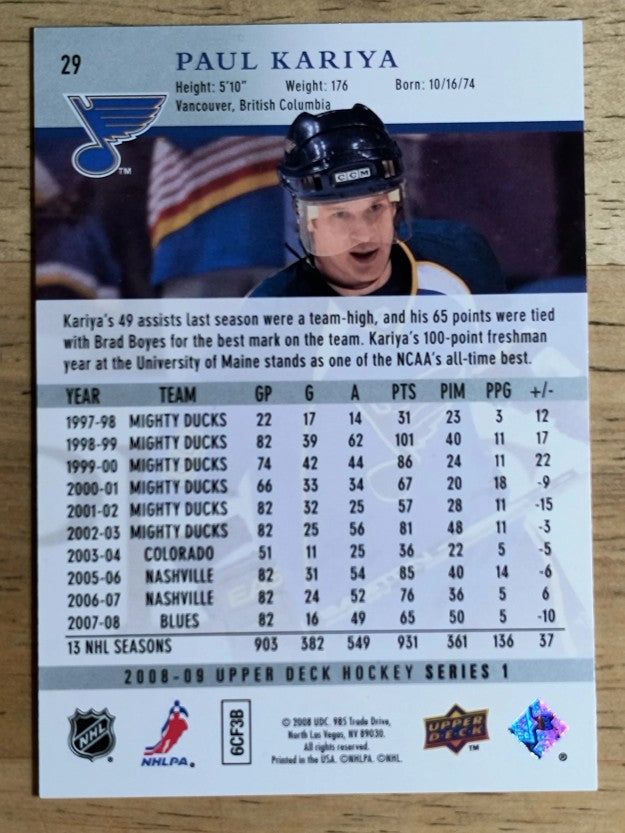 2008-09 Upper Deck #29 Paul Kariya