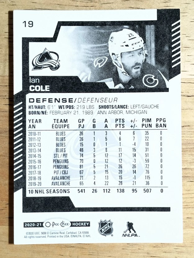 2020-21 O-Pee-Chee #19 Ian Cole