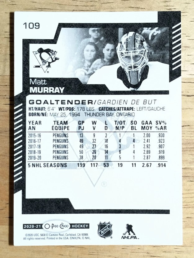 2020-21 O-Pee-Chee #109 Matt Murray