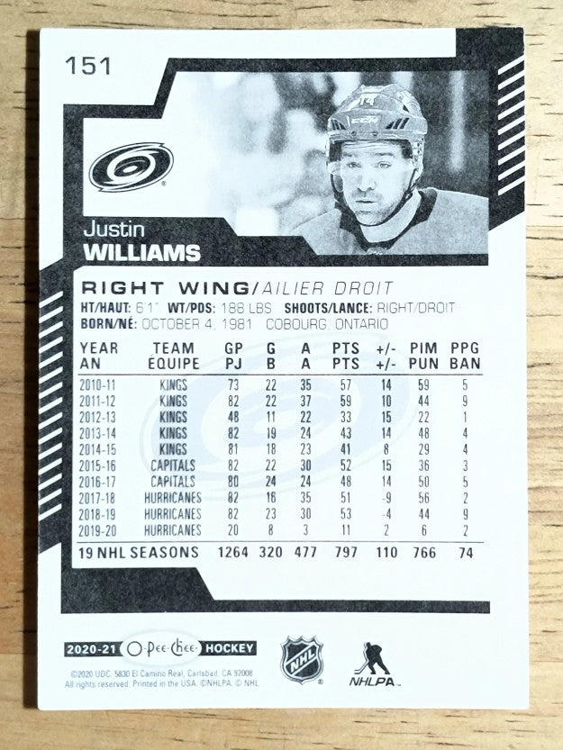 2020-21 O-Pee-Chee #151 Justin Williams